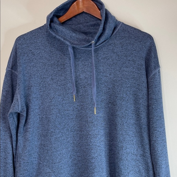 Old Navy Active Funnel Neck Knit Top Navy Blue Pockets Hi Low Hem Pullover M - Picture 3 of 10